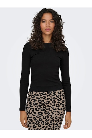 Only Onlval L/s O-neck Top Kadın Uzun Kollu T-shirt 15371305 Siyah