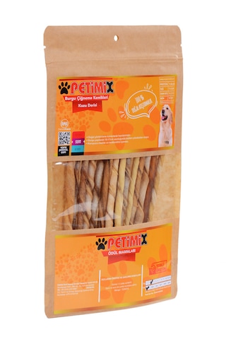 Petimix Burgu Kuzu Derisi Çiğneme Kemikleri Köpek Ödülü 100 G