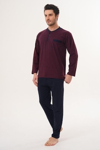 Markalinda 3134 Bordo Büyük Beden Erkek Pijama Takımı Bordo