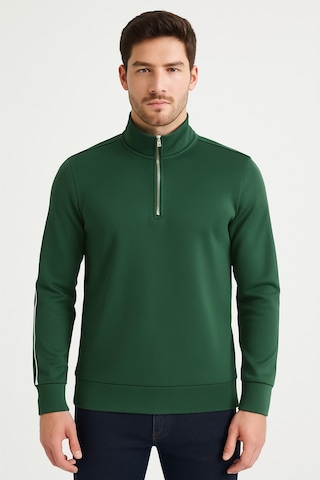 We&me Regular Fit Yarım Fermuarlı Dik Yaka Basic Sweatshirt Yeşil