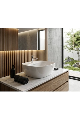 Serel - Batarya Banklı Çanak Lavabo 46x46 Cm Beyaz - 3051txs110h Diğer