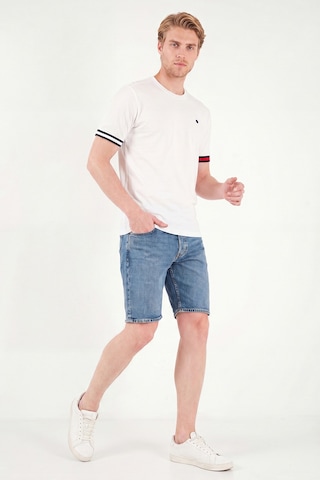 Buratti Bisiklet Yaka Kolları Renkli Şerit Detaylı T Shirt Erkek T Shirt 5904060 Beyaz