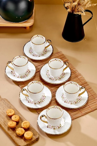 Cooker Royal Bloom 6 Kişilik 180 Ml Porselen Duble Çay Ve Kahve Fincan Takımı Ckr3808 Altın