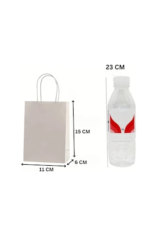 Büküm Saplı Mini Kağıt Çanta Seti-12li, Parti, Doğum Günü, Hediye Çantaları, 11x15x6 Cm, Gri Renk