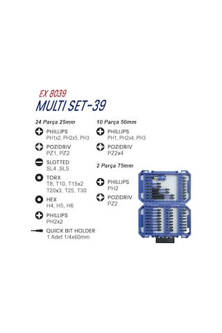 Exen Ex 8039 Multi Set-39 Parça Bits Uç Seti
