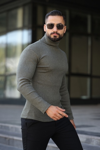 Ribac 3'lü Paket Yarım Boğazlı Erkek Kazak Siyah - Gri