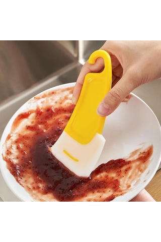 Neevoyu 5'li Silikon Yemek Tarafı Temizleyici Seti, Isı Dayanıklı, Tencere Duvarına Uyumlu, Asma Delikli, Pratik Kullanim Sarı