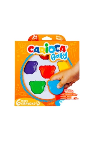 Carioca Teddy Şekilli Kirletmeyen Mum Boyalar 6'lı