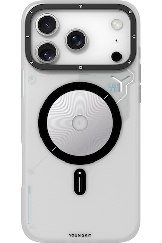 Apple Uyumlu iPhone 17 Pro Max Kılıf M-safe Şarj Özellikli Disk Desenli Youngkit Disc Battle Kapak Gri Gri