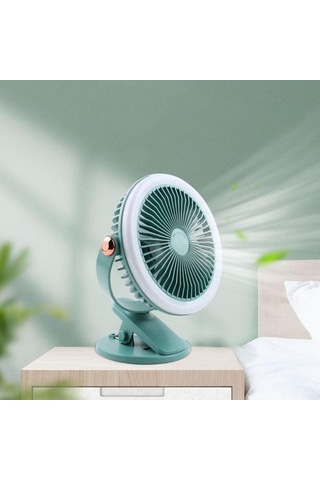 Mini Masaüstü Klipsli Fan 1200mah Usb Fan 360 Derece Dönüş, Yeşil 9444 Yeşil
