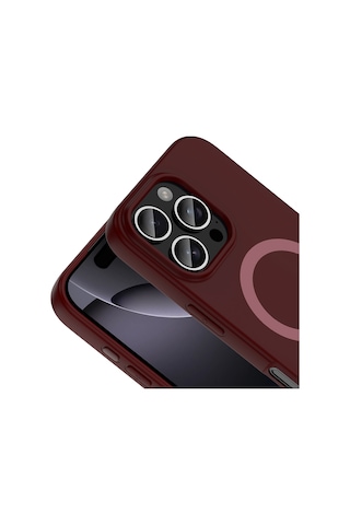 Apple iPhone Uyumlu 16 Pro Max Kılıf M-safe Şarj Özellikli Zore Aris Silikon Kapak - Mürdüm