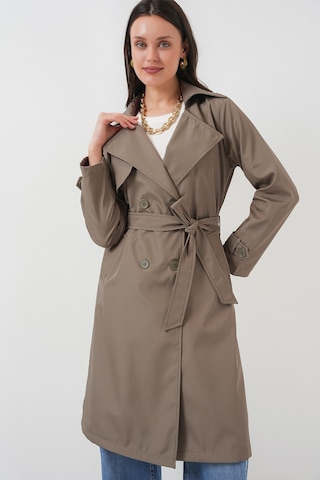 5918 Kruvaze Yaka Trençkot - D.haki haki