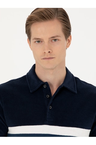 Lacivert Slim Fit Polo Yaka T-shirt