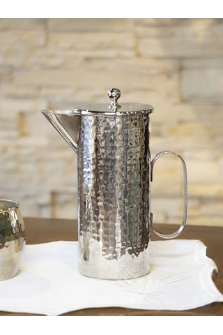 Bakır Silindir Sürahi Gümüş