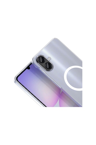 Samsung Uyumlu Galaxy A07 Kamera Korumalı M-safe Şarj Özellikli Şeffaf Zore London Sert Pc Kapak Seffaf