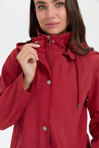 Desen Triko Kadın Kapüşonlu Yan Cepli Kısa Trençkot 24417 Kiremit Kiremit