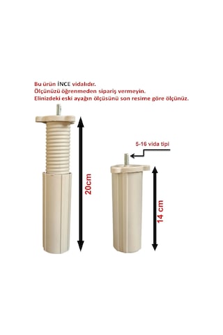 Mobilya Koltuk Kanepe Baza Destek Ayağı Siyah 9cm/14cm Yada 14cm/19cm 5/16 Vida Ölçüsüne Dikkat Beyaz 14 Cm 19cm Kadar Uzar