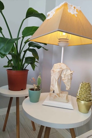 2'li Zigon Sehpa Seti Saksılık Ve Çiçeklik Standı, Dekoratif Yan Sehpa Ahşap Ayaklı 33 Cm Çap - Beyaz Beyaz