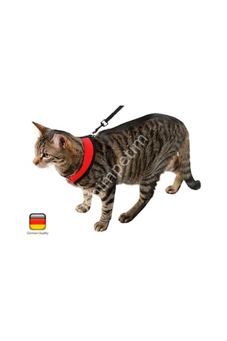 Kedi Gezdirme Tasması 120 CM Kayışlı Kırmızı