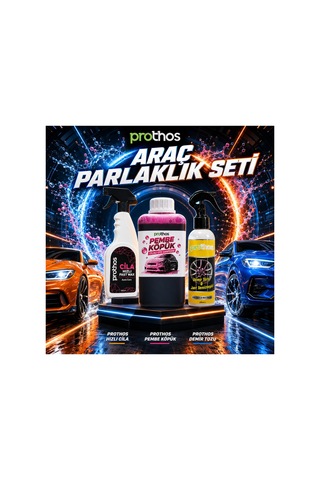 Araç Parlaklık Seti 3 Lü Pembe Köpük, Demir Tozu Ve Jant Temizleyici, Hızlı Cila