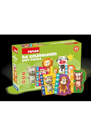 Puedo İlk Kelimelerim Eva Puzzle Hayvanlar 41 Parça Eğitici 3+ Çocuk Oyuncak Seti