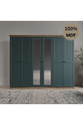 Dali 6 Kapılı Mdf Country Gardırop Yeşil Dali 6 Kapılı Mdf Country Gardırop Yeşil