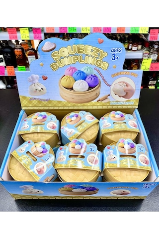 Dim Sum Viral Squishy Stres Topu Sıkılabilir Duyusal Oyuncak Çin Mantısı Kutu Şeklinde -10 Cm-1 Adet Çok Renkli