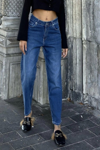 WeShaya Mavi Yüksek Bel, Mom Jean Kot Pantolon Mavi