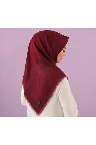 Özense Çift Flamlı Pamuklu Terletmeyen 4 Mevsim Kullanılabilir 100x100 Cm Eşarp Bordo
