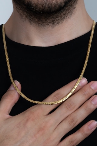 Altın Kaplama Ezme Yassı Yılan Model Çelik Erkek Kolye Eck37 Altın