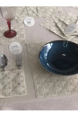 Buradabulabilirsin Sofra Takımı Orion Gardenya Keten Yemek Takımı 160x260 Masa Seti 26 Parça Runner Set Kapiçino Bbz
