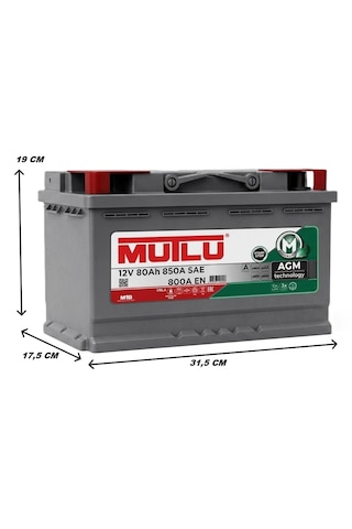 Mutlu Agm Start-stop 12v 80ah 460 A En Akü
