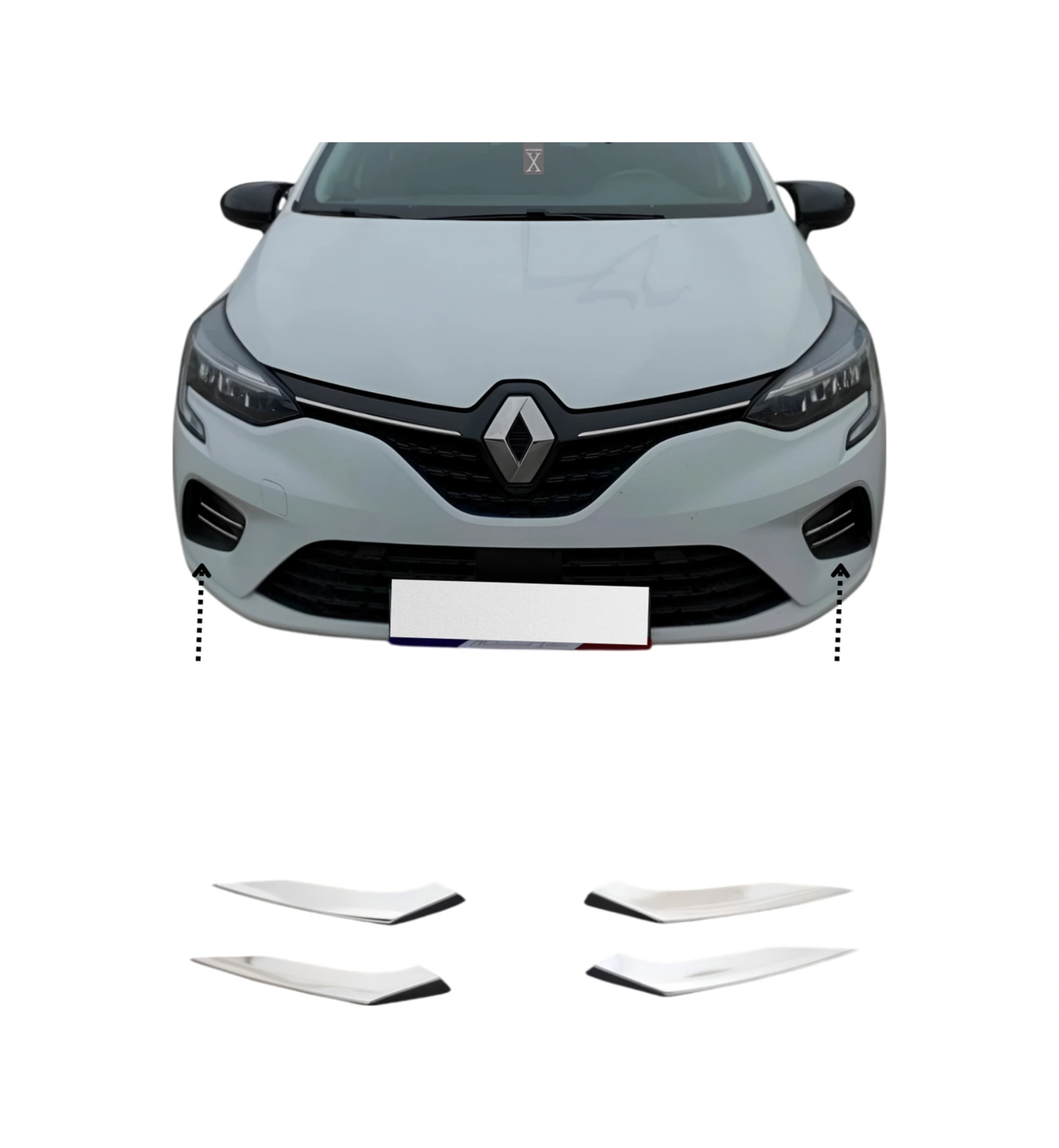 Renault Clio 5 2019+ Araca Özel Sis Çıtası 4 Parça Paslanmaz Krom A+