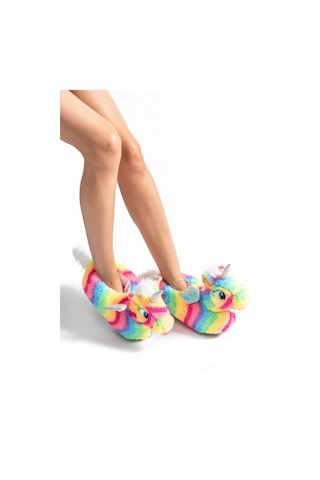 Twigy Rainbow Kadın Hayvanlı Panduf Renkli 36/41 AA0645 Fuşya - Yeşil