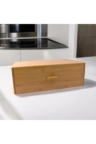 Bambu Ekmek Kutusu Ekmek Dolabı, Ekmek Sepeti Sandığı, Ekmeklik, Çok Amaçlı Bambu Kutu 34cm 19.5cm 14cm Açık Gri