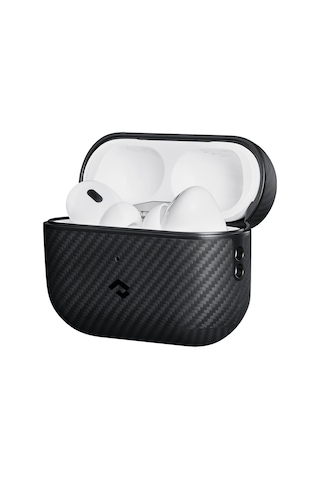 Apple Uyumlu AirPods Pro 2 Kılıf Magsafe Özellikli 600d Aramid Fiber Pitaka Classic Seri Black-grey Twill
