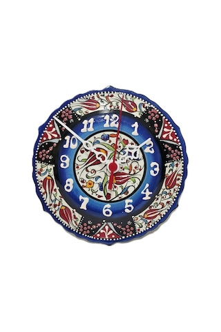 Çini Boyama Kabartma Duvar Saat 18cm - Çini Saat Çok Renkli 87586591
