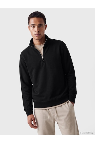 Lcw Vision Siyah Dik Yaka Erkek Sweatshirt