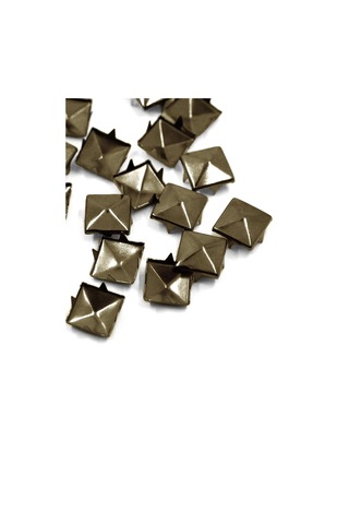 Süs Tırnaklı Antik Renk Çakma Kare Piramit 7 Mm 20 Adet Metal Trok