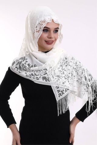 Narin Pamuk Tül Şal Açık Krem 60x160