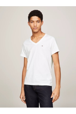 Tommy Hilfiger Erkek Tjm Orjinal Jersey V Yaka T-shirt -beyaz Beyaz