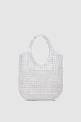 Shule Bags Vicolo Handmade Makrome Tote Çanta Beyaz Beyaz
