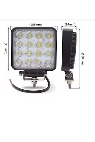 Carub 4 Adet Off Road Çalışma Lambası Sis Lambası 10-30v 48w 16 Led Kare