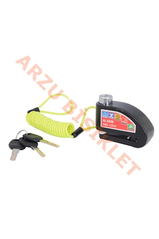 Disk Kilit - Düz Anahtarlı - Alarmlı Siyah İp Dahil 120cm Disk Kilidi