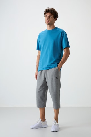 Tommylife Gri Melanj Pamuklu Yumuşak Dokulu Standart Fit Nakışlı Erkek Kapri - 83102 GRI MELANJ