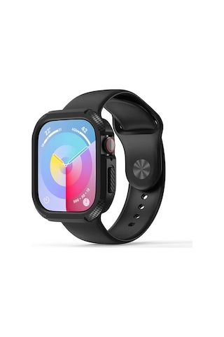 Ekılıf - Apple Uyumlu Watch 10 46mm - Kasa Koruyucu Silikon Tpu Watch Gard 17 - Siyah