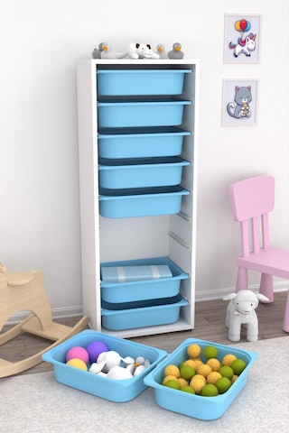 Pratico Zola 9 Sepetli Mutfak Dolabı Oyuncak Dolabı Mavi