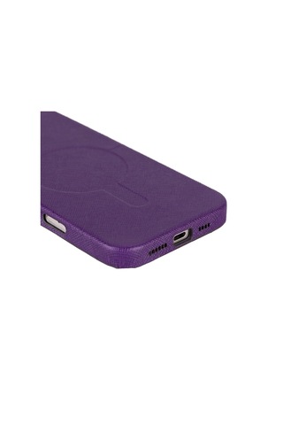 Apple Uyumlu iPhone 16 Pro Max , Hakiki Deri, El Yapımı Kılıf, Mor Siyah