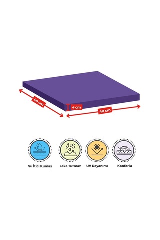 4'lı Sandalye Minderi Su İtici Kumaş 40x40 Cm Sünger Sandalye Minderi Bağcıklı Pembe