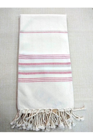 Mandaş Pamuklu El Dokuma Peştemal (80X200) - Krem Pembe
